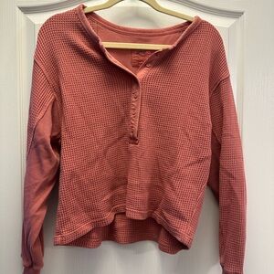 Women's Pink Waffle Knit Top